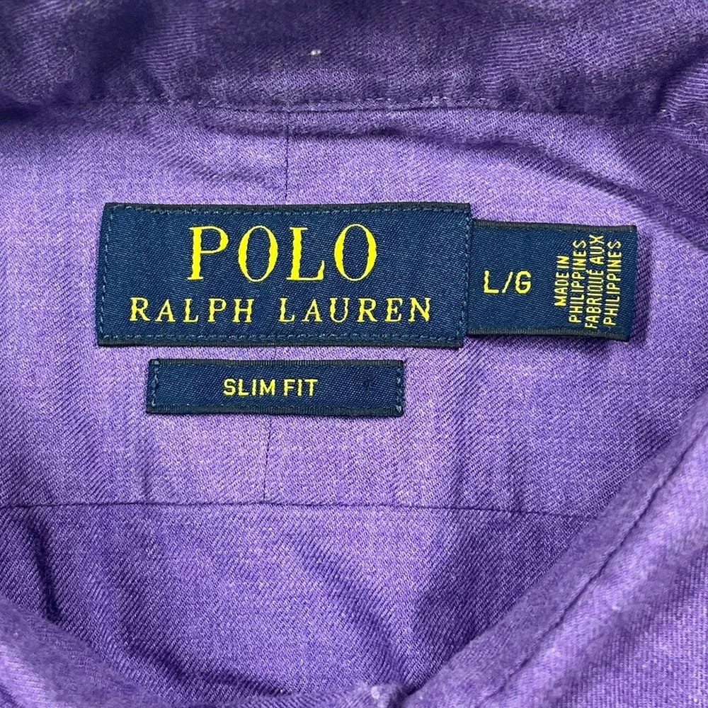 Polo Ralph Lauren Button Down Shirt Mens Large Purple Slim Fit Business Casual